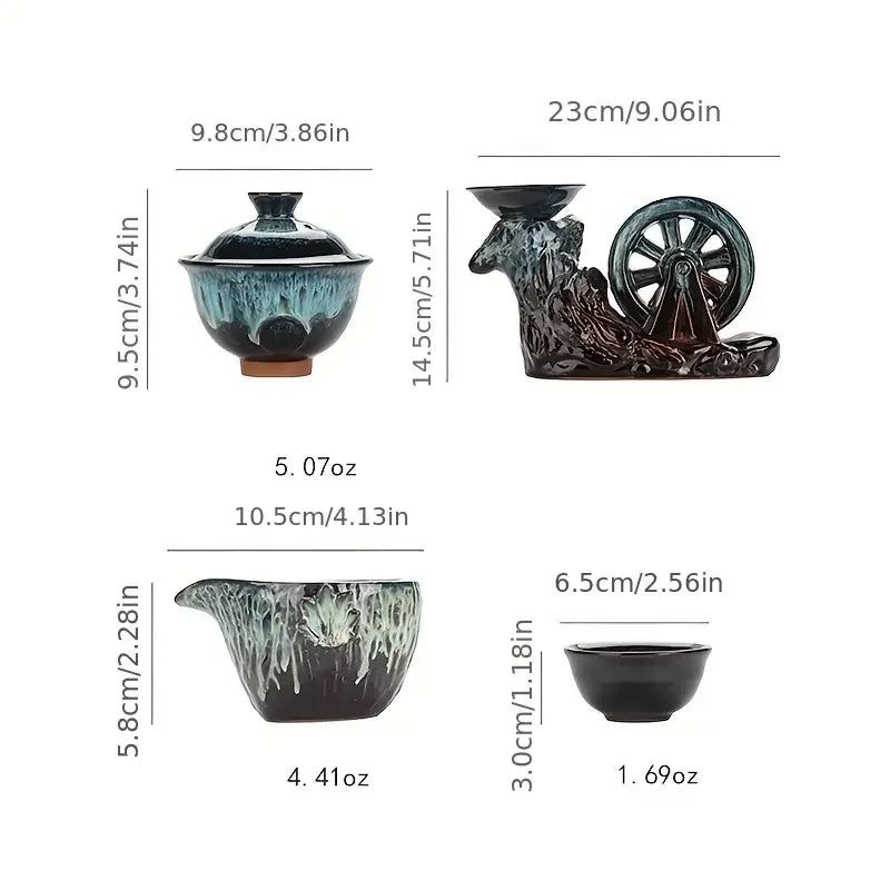 Rotating Handcrafted Tea Ceremony Set - Image 6