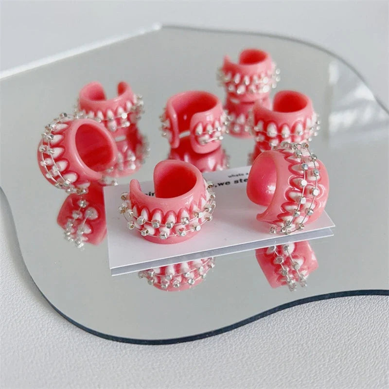 Resin Creative Love Bite Teeth-Shaped Rings - Image 2