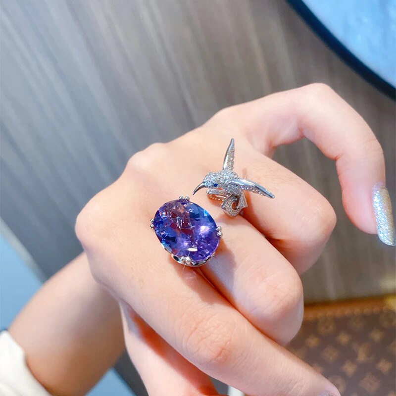 Majestic Hummingbird Gemstone Ring