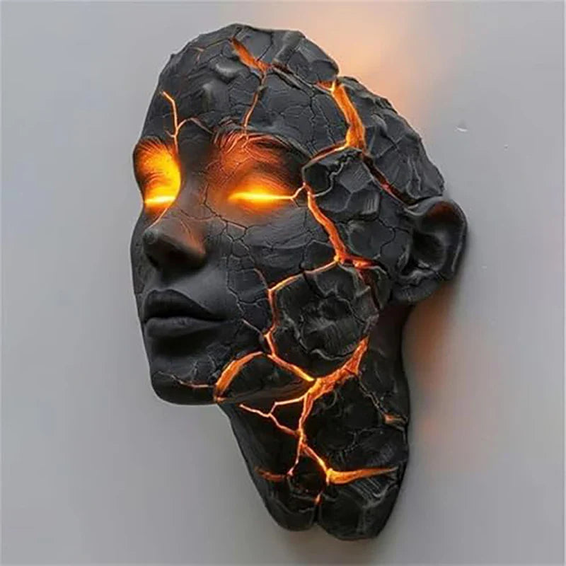 Volcanic Face Lava Crack Wall Art Lamp - Image 3
