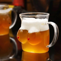 Double-Wall Chesty Shape Glass Funny Mug - Image 2