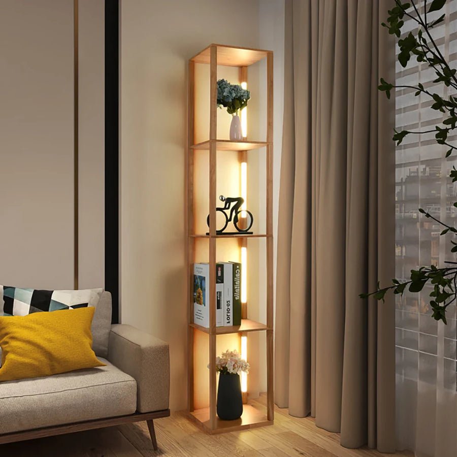 Elegant Wooden LED Light Nordic Shelf - Image 1