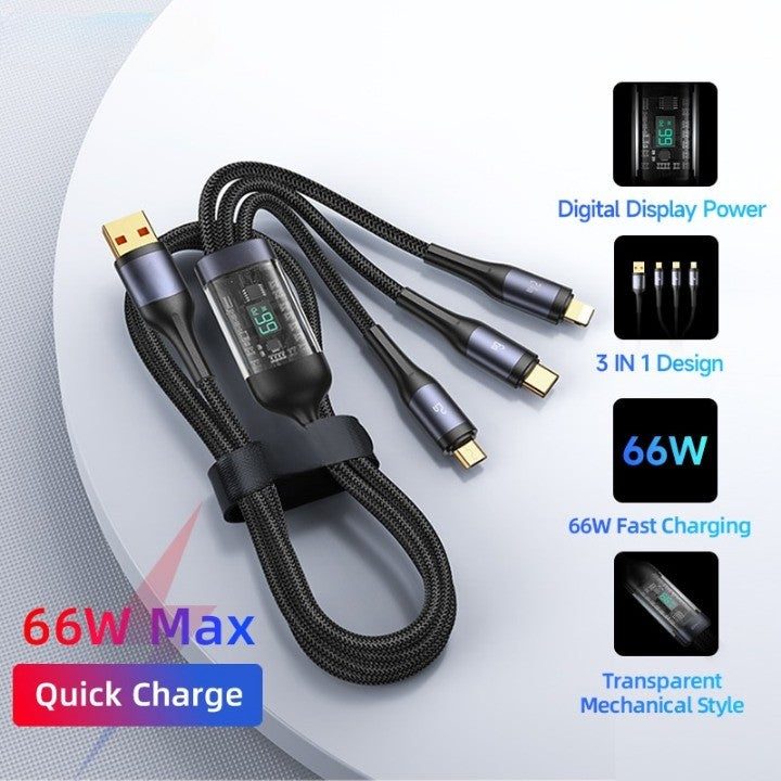 3in1 Digital Display Quick Charging Universal Charging Cable - Image 4