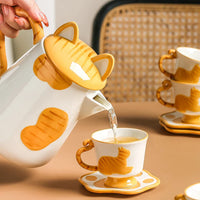 Orange Cat Handcrafted Ceramic Coffee & Tea Set - Image 1