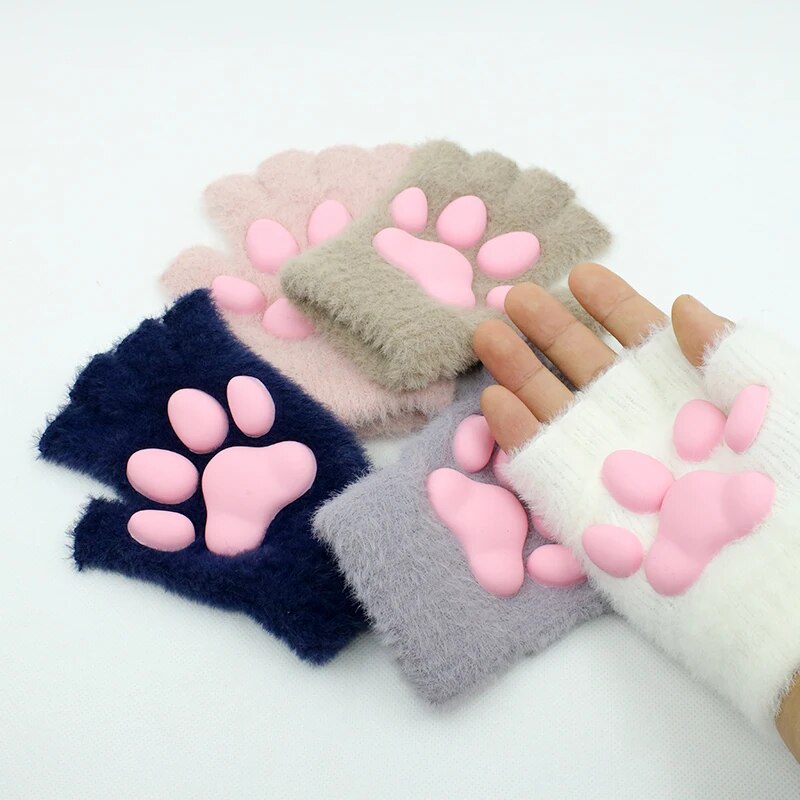 3D Cat Paw Soft Fingerless Gloves - Image 5
