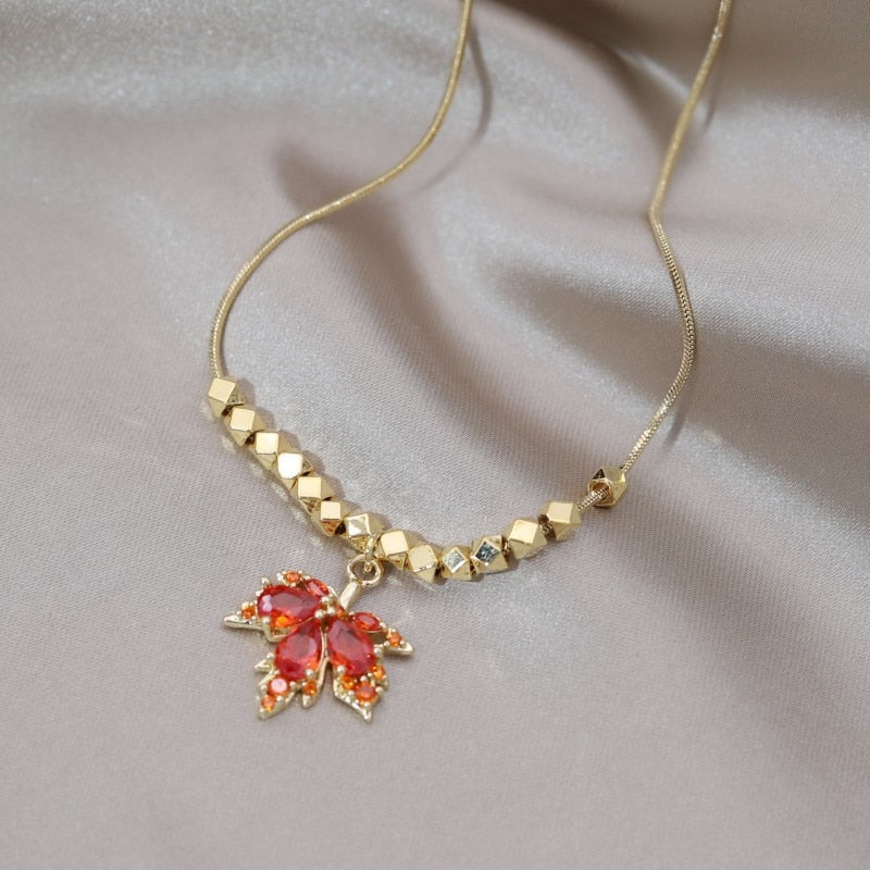 Maple Leaf Charm Elegant Necklace