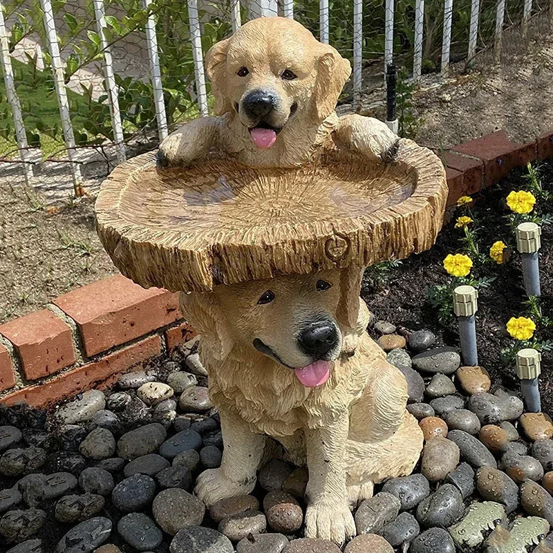 Golden Retriever Puppy Bird Bath Garden Statue - Image 3