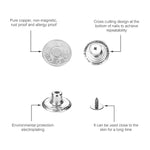 10Pcs Snap-On Seamless Metal Button Set