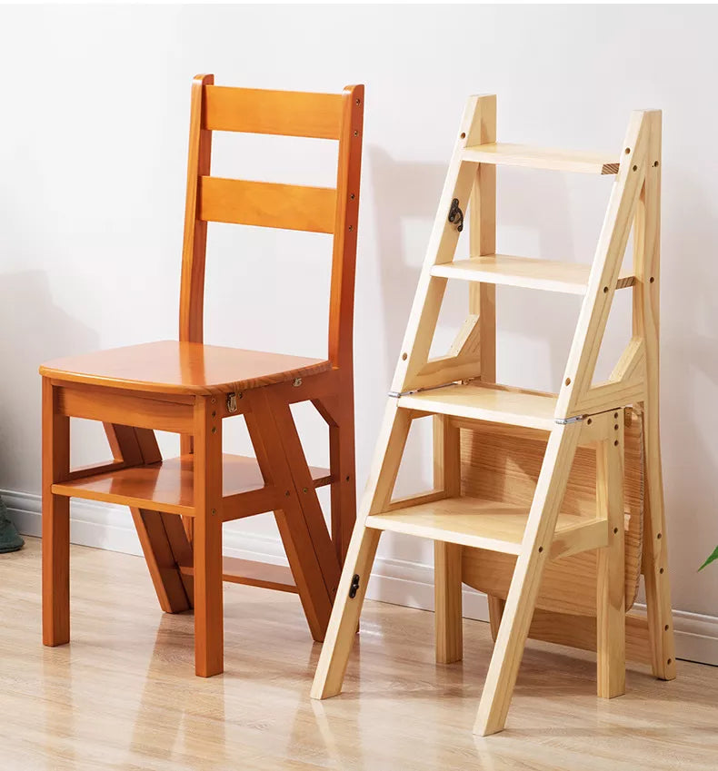 Multifunctional Transformable Ladder Wooden Chair - Image 0