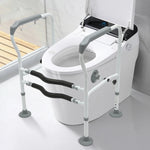 Adjustable Height Toilet Elderly Care Comfort Safety Rails