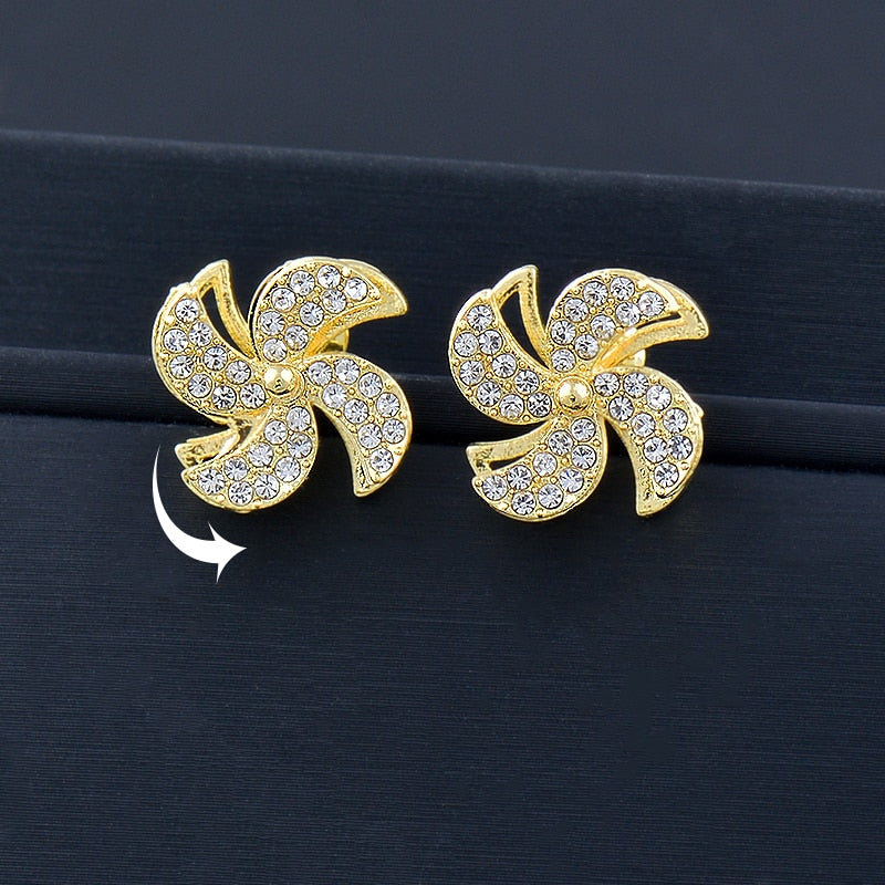 Elegant Rotatable Windmill Flower Earrings