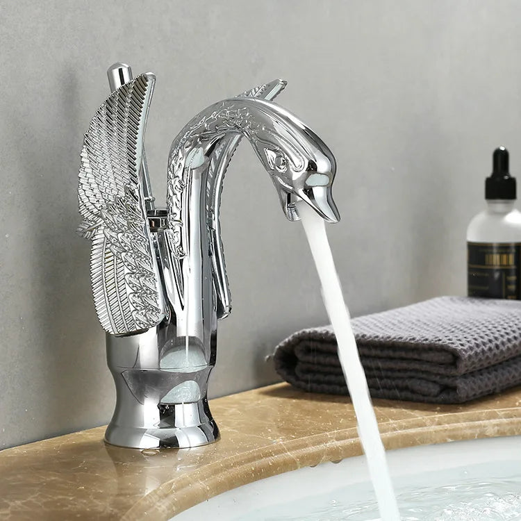 Swan Single Handle Golden Basin Faucet