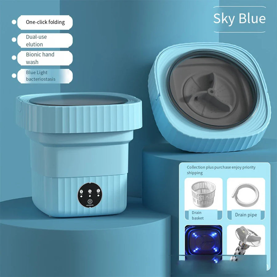 Compact Folding Ultrasonic Travel Laundry Washing Machine - Image 6