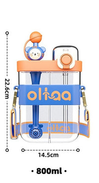 Leak-Proof Double Straw Cartoon Kids Water Bottle - Image 9