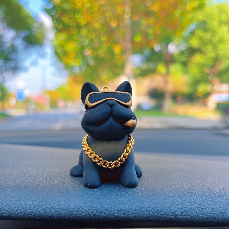 Mini Fancy Bulldog Car Console Decor