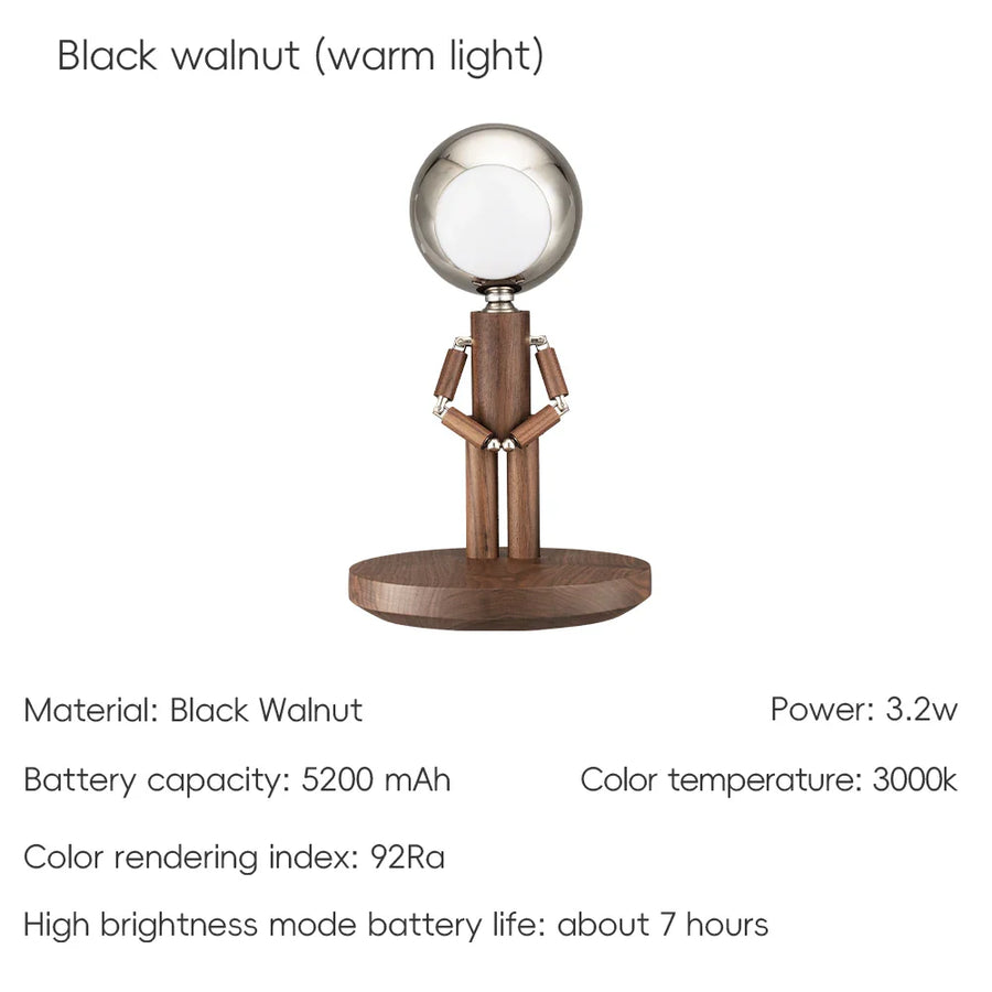 Lunar Robot Astronaut Wooden Table Lamp - Image 9