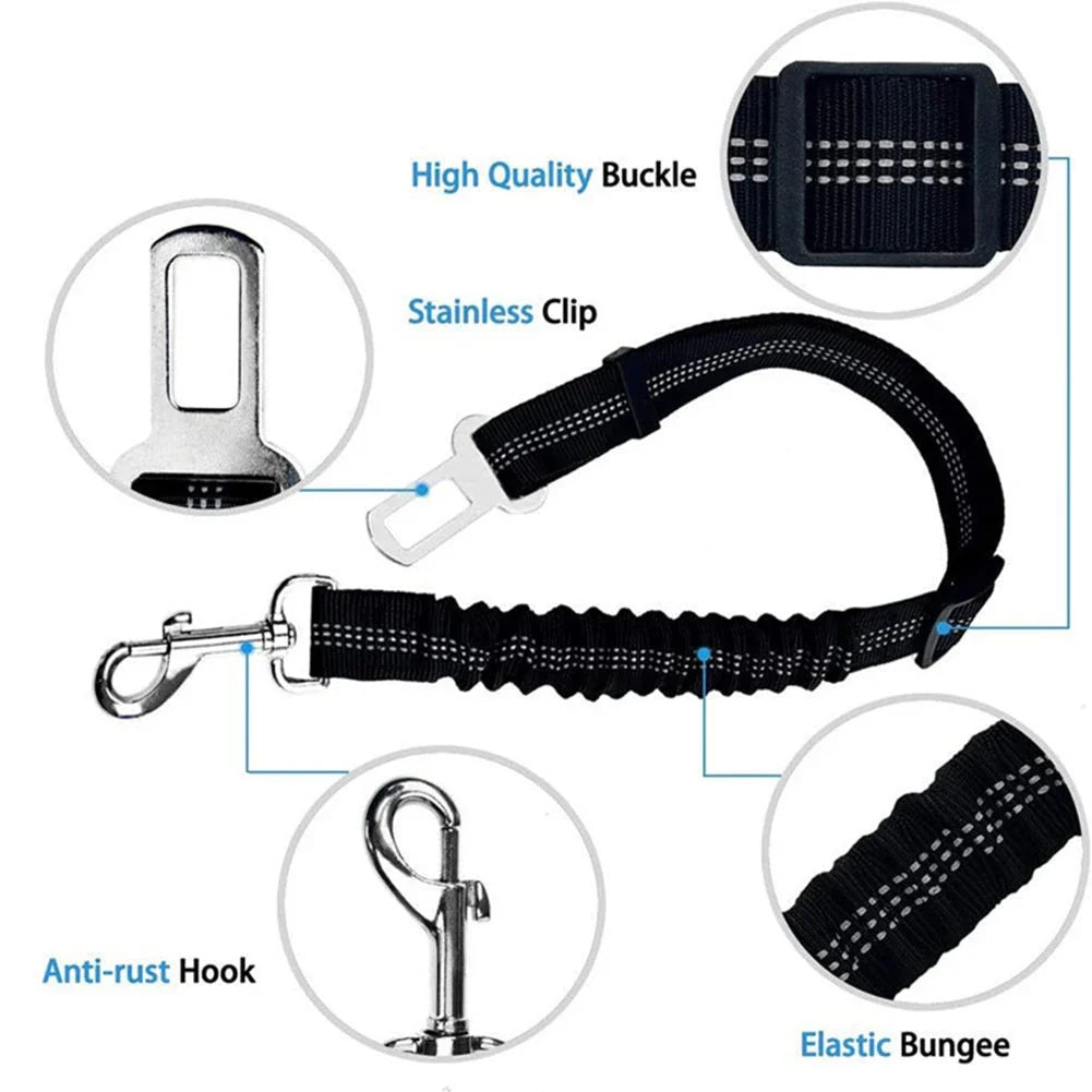 Adjustable Double Breathable Mesh Pet Car Safety Leash