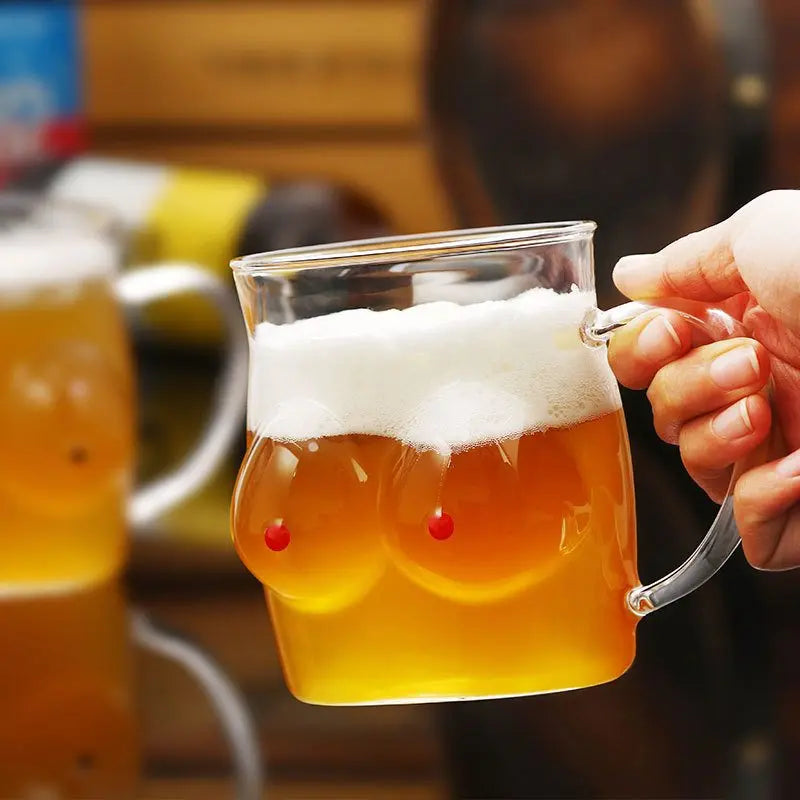 Double-Wall Chesty Shape Glass Funny Mug - Image 5