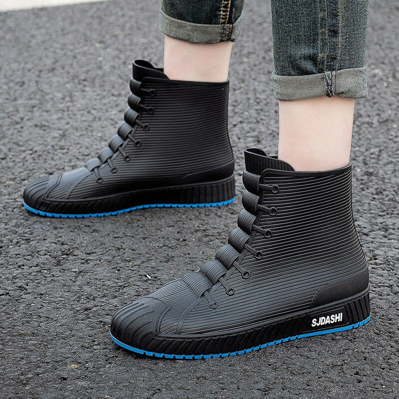 Rain Rider Slip-On Rubber Stylish Waterproof Boots - Image 13