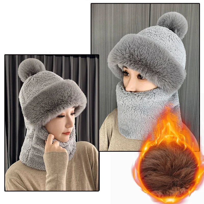 Warm Winter Fluffy Thick Hat Scarf - Image 6