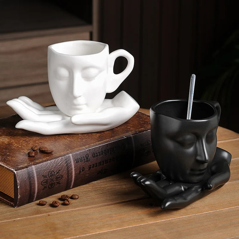 Quiet Mind Artistic Ceramic Face Mug