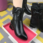 British Style Leather High Heel Ankle Boots