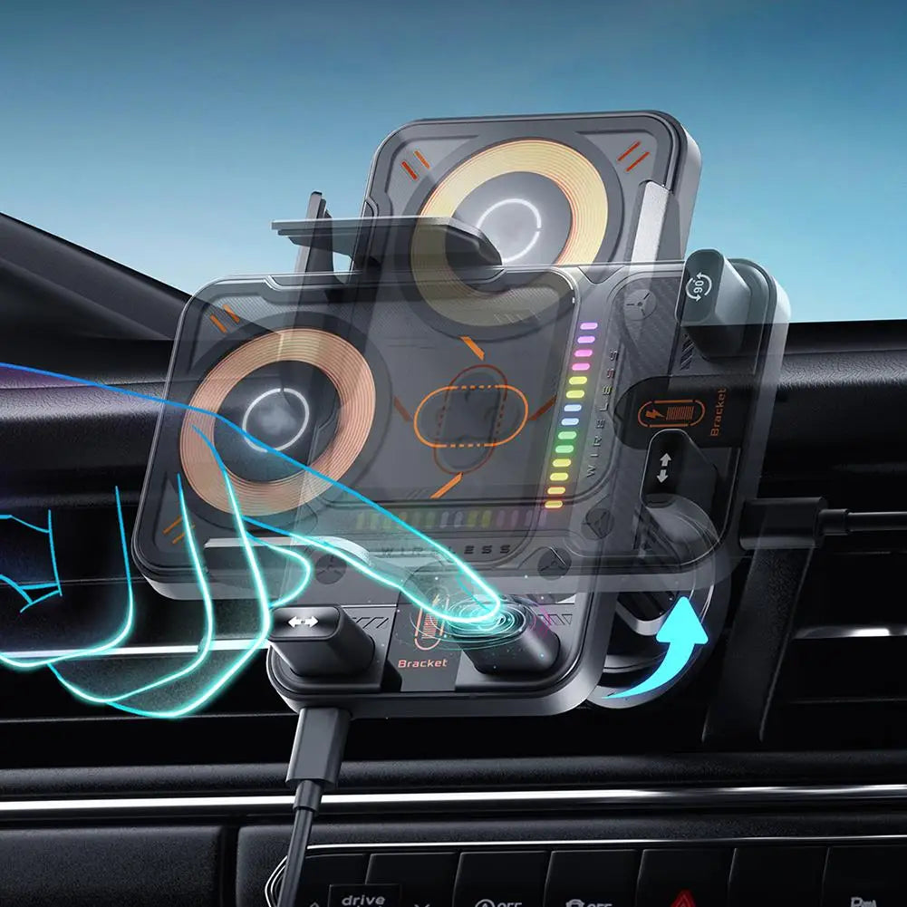 Smart Auto-Clamp Wireless Charger Car Phone Holder - Image 2