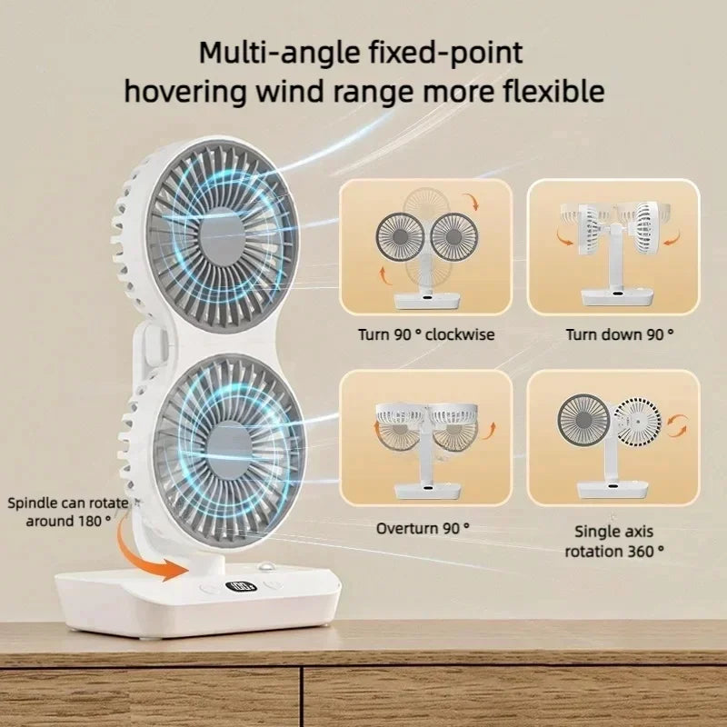 Adjustable Double-Head Portable Table Fan Night Lamp - Image 4