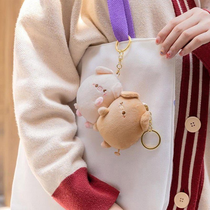 Love Birds Cute Plush Magnetic Keychain - Image 1