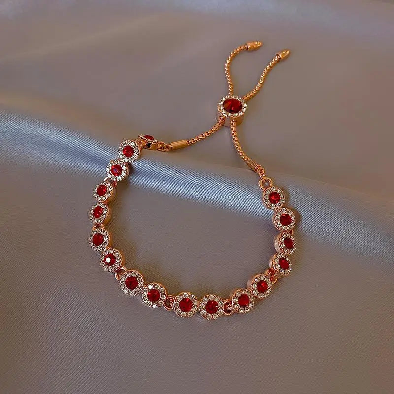 Crimson Charm Rose Gold Adjustable Bracelet - Image 3