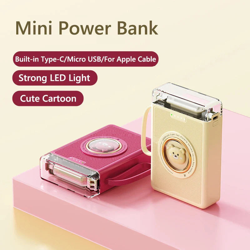 Mini Cute Built-in Cable LED Powerbank - Image 2