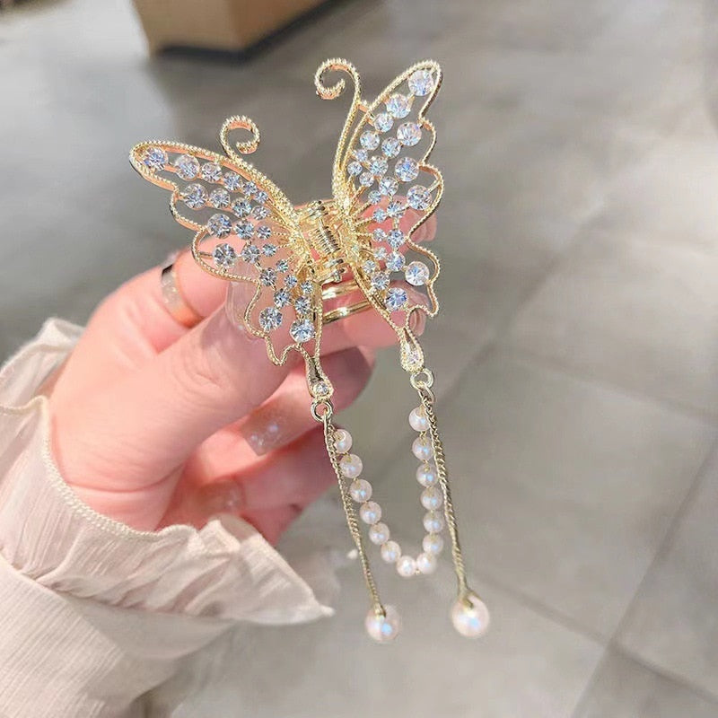 Butterfly Freedom Pearl Tassel Hair Claw - Image 6