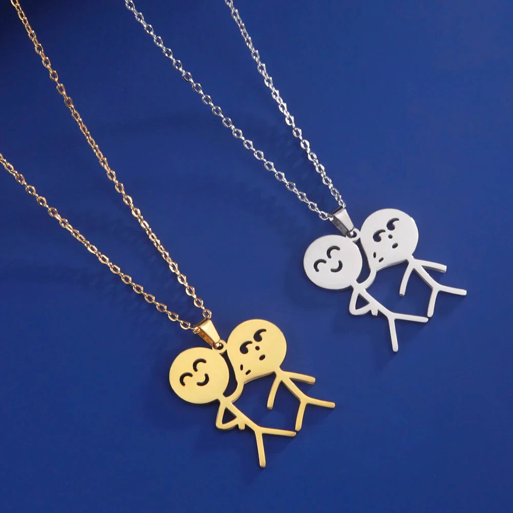 Cute Punk Funny Middle Finger Stickman Necklace