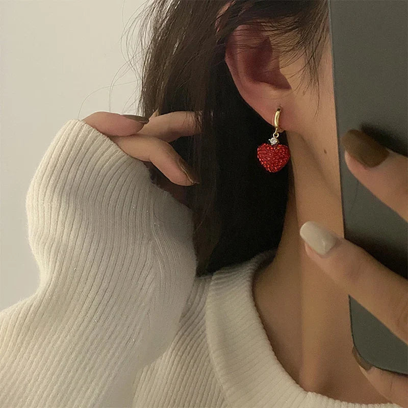 Red Romance European Style Heart Earrings - Image 1