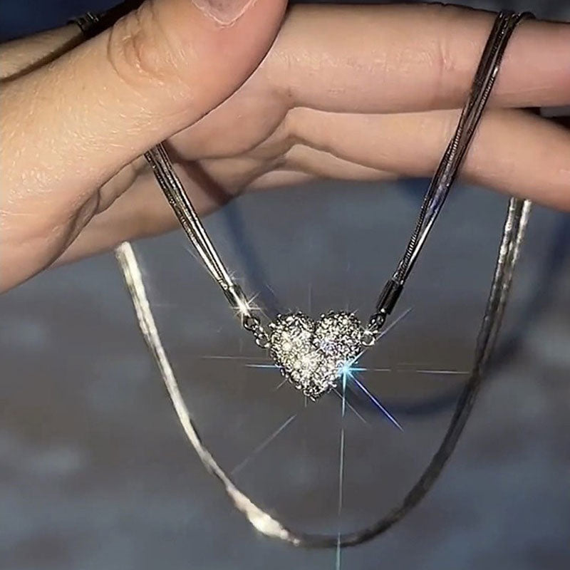 Ice Love Magnetic Zircon Heart Necklace - Image 1