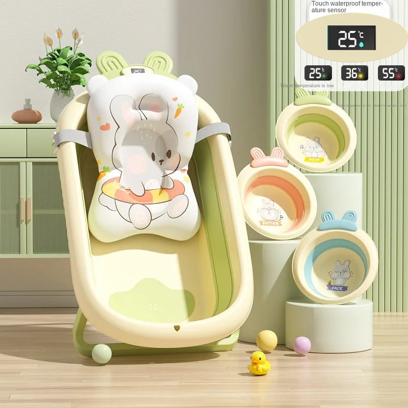 Foldable Temperature Sensor Display Baby Bathtub