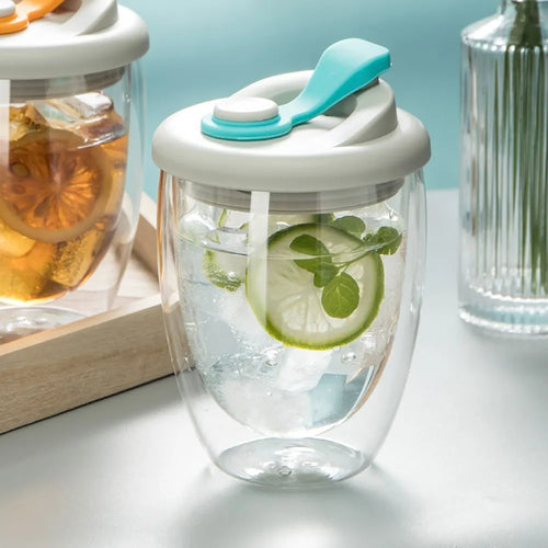 Leak-Proof Double Wall Glass Transparent Mug - Image 0
