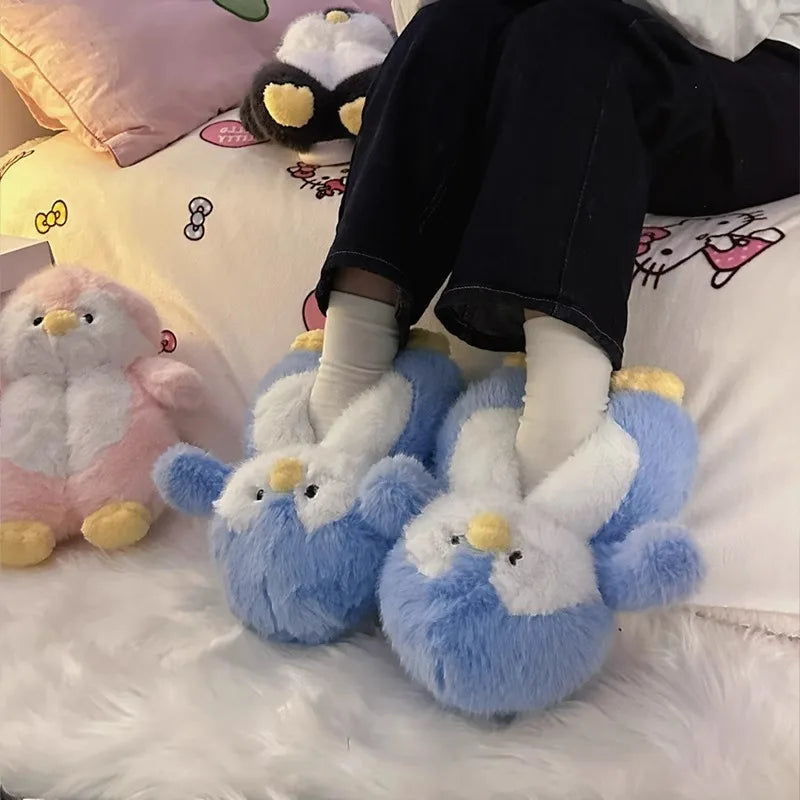 Happy Penguins Plush Comfy Cozy Slippers