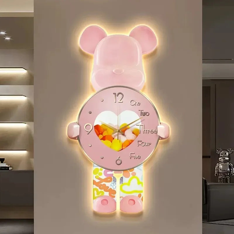 Glowing Star Bear LED Wall Clock - Image 1