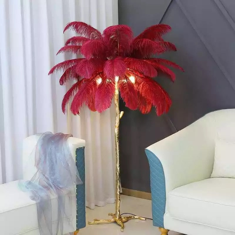 Nordic Glow Luxury Ostrich Feather Chic Floor Lamp - Image 4