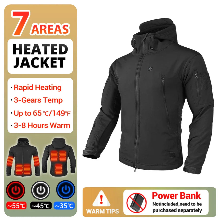 Hooded Heated Winter Camping Jacket - Image 9