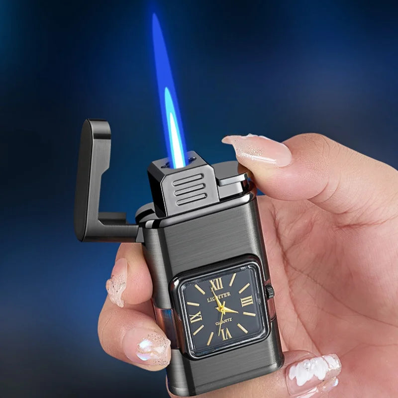 Dual Flame Built-in Watch Butane Gas Lighter - Image 3