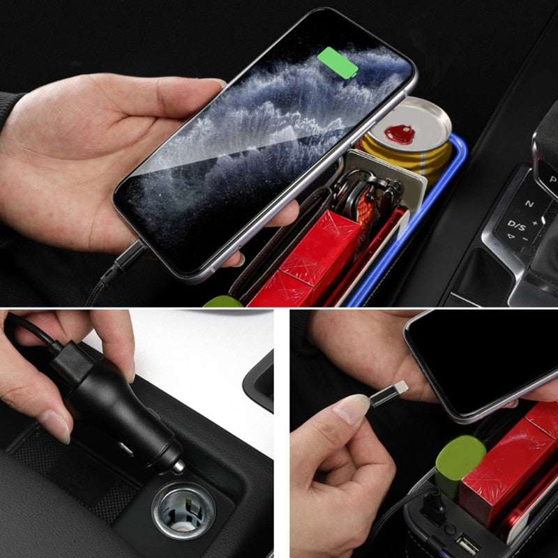 USB Charging LED Car Seat Gap Organizer - Image 3