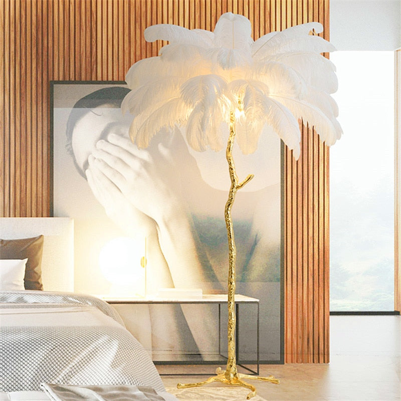 Nordic Glow Luxury Ostrich Feather Chic Floor Lamp