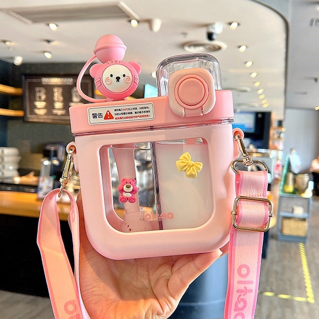 Leak-Proof Double Straw Cartoon Kids Water Bottle - Image 15