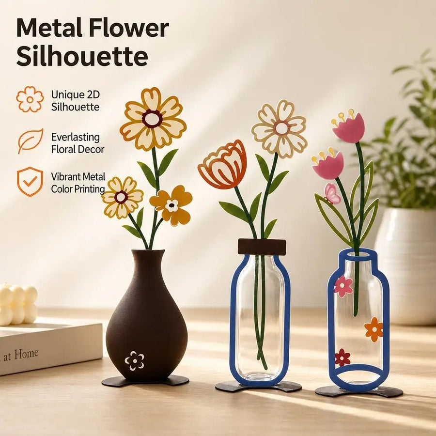 Flower Sketch Desktop Vase Decor