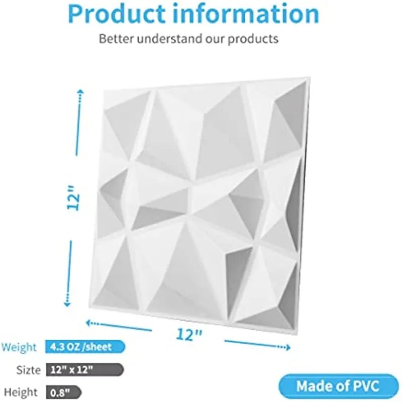 3D Diamond Design Decorative Matt Wall Panel Stickers - Image 5