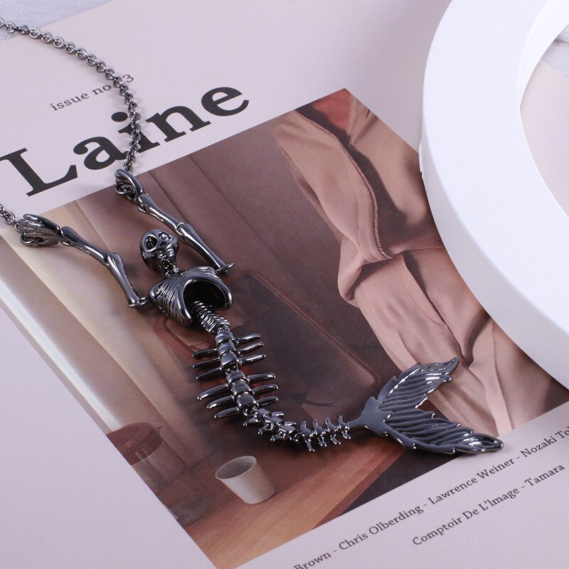 Gothic Mermaid Skull Necklace - Image 5