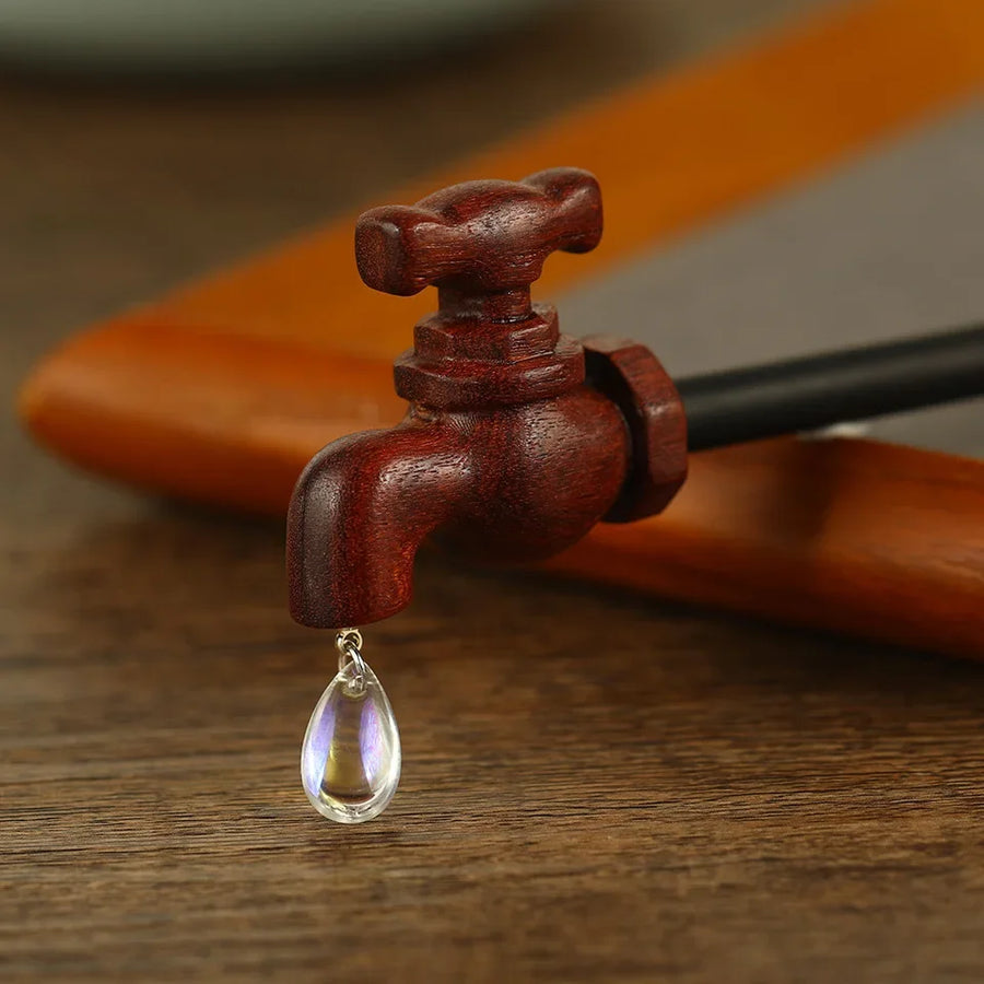 Vintage Wood Faucet Water Drop Hairpin - Image 7