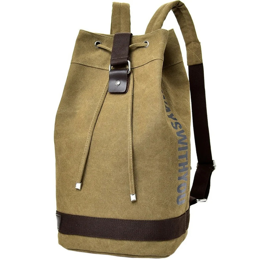 Casual Canvas Travel Bucket Backpack - Image 2